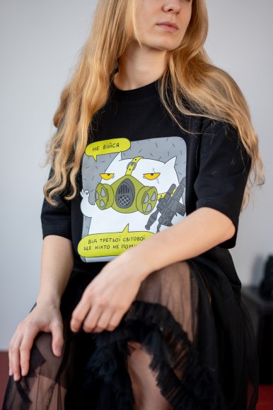Футболка оверсайз ORNER х Maliunok «Не бійся» чорна: Фото