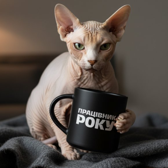 Чашка «Работник года» черная: Фото