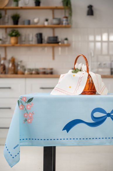 Tablecloth "Easter Basket" blue 130x170: Photo