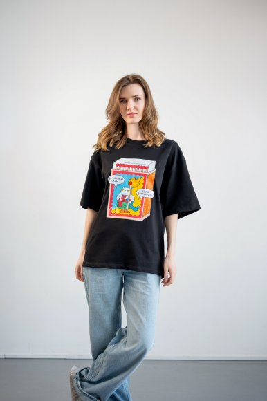 Oversized T-shirt ORNER x Maliunok "You’ll burn out" black: Photo
