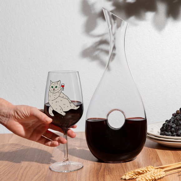 Бокал для вина «Котик с вином» 400 мл: Фото