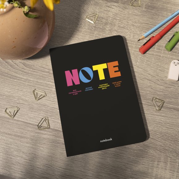 Plaid notebook "NOTE" black: Photo