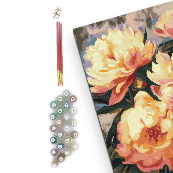 Картина по номерам «Персиковые пионы»: Фото