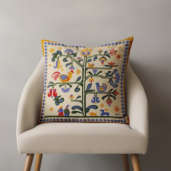 Подушка «Дерево життя» бежева: Фото