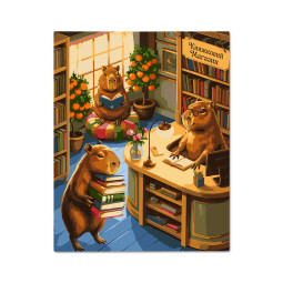  Paint by numbers Capybaras in a Bookstore: photo - ORNER 