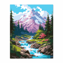  Картина по номерам «Стремительная горная река»: фото - ORNER 