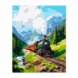  Painting by numbers Train in the mountains: photo - ORNER 