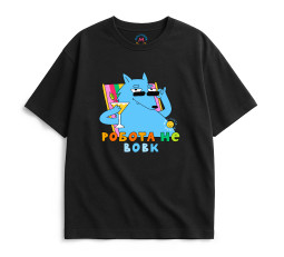  Футболка оверсайз ORNER х Maliunok «Работа не волк» черная: фото - ORNER 