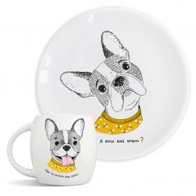 Plate and mug French bulldog 