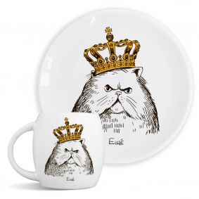 Тарелка и чашка «Кот в короне»