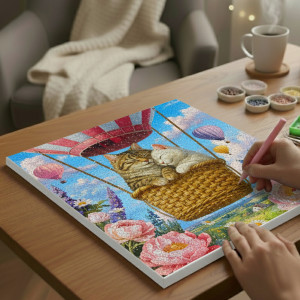  Алмазна мозаїка «Коти на повітряній кулі»: Фото - ORNER 