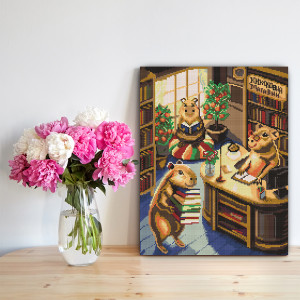  Алмазна мозаїка «Капібари в книгарні»: Фото - ORNER 