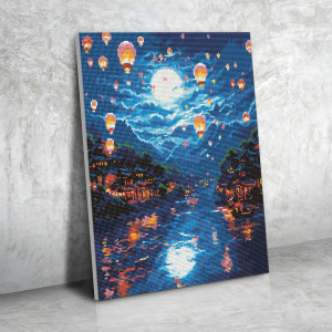  Алмазная мозаика «Воздушные шары в ночном небе»: Фото - ORNER 