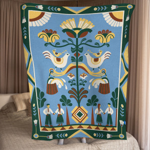  Плед «Дерево рода» голубой: Фото - ORNER 