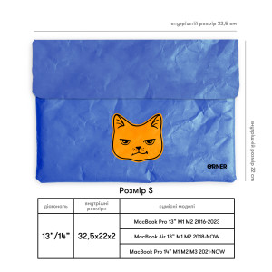  Чехол для ноутбука «Кот-работник года» сине-желтый: Фото - ORNER 