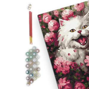  Картина по номерам «Кошечка среди цветов»: Фото - ORNER 