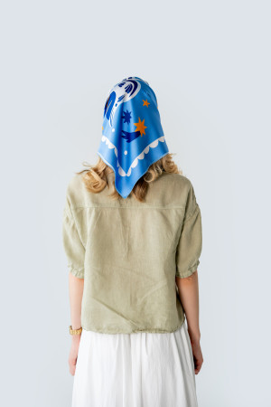  Хустка «Птахи на зоряному небі» блакитна: Фото - ORNER 