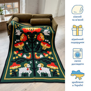  Плед «Вічне дерево життя» зелений: Фото - ORNER 