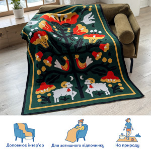  Плед «Вічне дерево життя» зелений: Фото - ORNER 