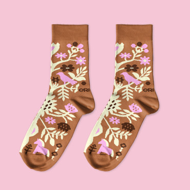  Socks Ukrainian Vytynanky brown 1 pair: photo 2 - ORNER 