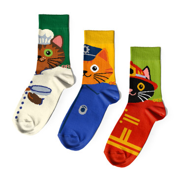 Kids Socks Set Working Cats: photo - ORNER 