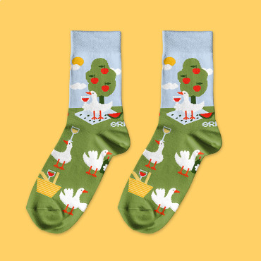  Шкарпетки «Гуси-винолюби» зелені 1 пара: фото 2 - ORNER 