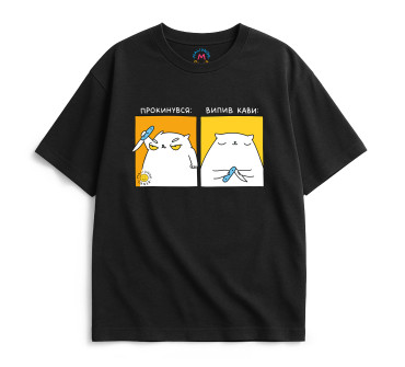  Oversized T-shirt ORNER x Maliunok “Coffee Guy” black: photo - ORNER 