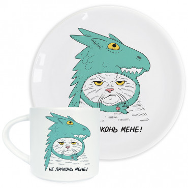  Plate and cup Cat-Dragon: photo - ORNER 