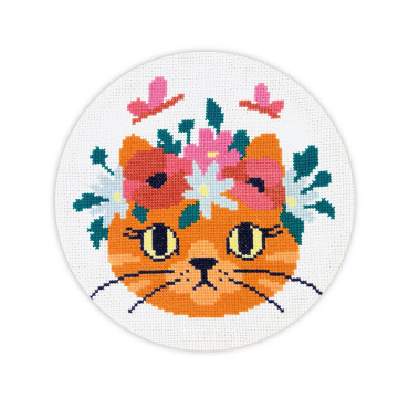  Embroidery Kit Ø160 mm Ginger cat: photo - ORNER 