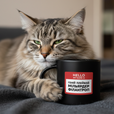  Cup My name is genius black: photo 2 - ORNER 