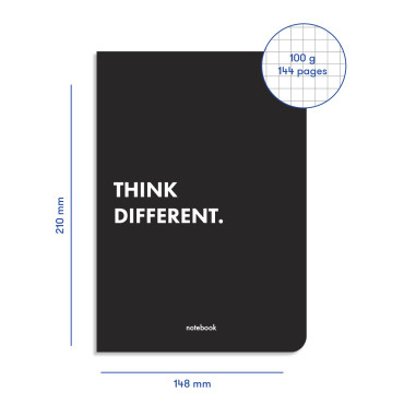  Блокнот у клiтинку Think Different чорний: фото 2 - ORNER 