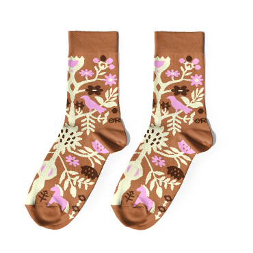  Socks Ukrainian Vytynanky brown 1 pair: photo - ORNER 