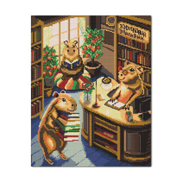  Diamond mosaic Capybaras in a Bookstore: photo - ORNER 