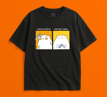  Oversized T-shirt ORNER x Maliunok “Coffee Guy” black: photo 2 - ORNER 