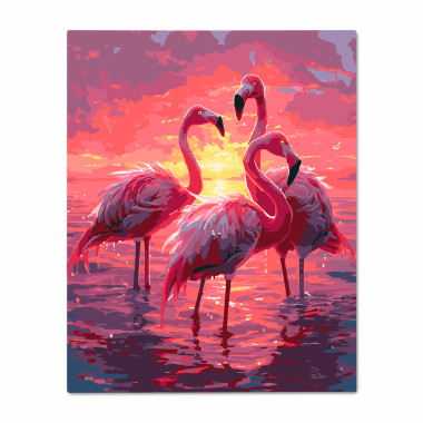  Painting by numbers Flamingos at sunset: photo - ORNER 