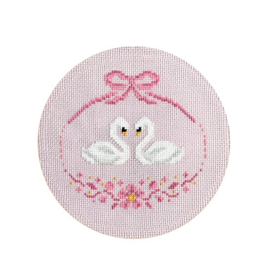  Embroidery kit Ø160 mm ORNER x Diva Olivka Swans of love pink: photo - ORNER 