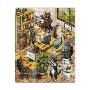  Алмазная мозаика «Кошачий офис»: фото - ORNER 