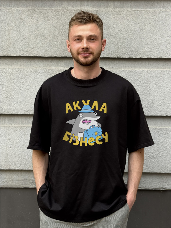  Футболка ORNER х Maliunok «Акула бізнесу» чорна: Фото - ORNER 