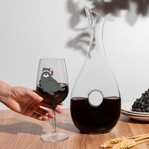  Glass Raccoon with wine 400 ml: Photo - ORNER 