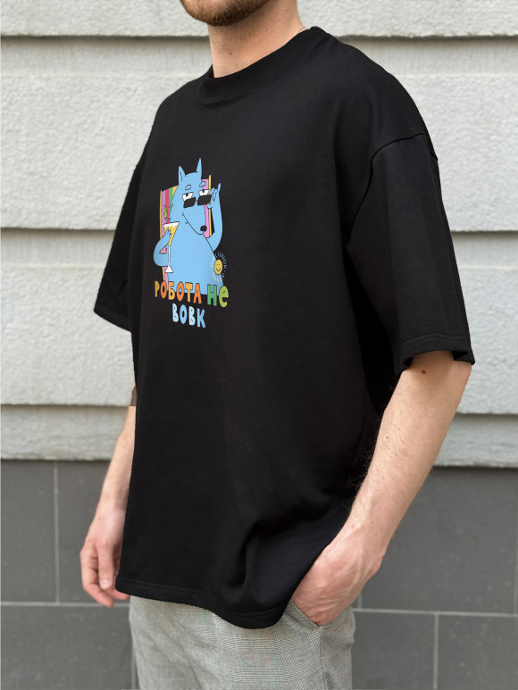  T-shirt ORNER x Maliunok “Work’s Not a Wolf” black: Photo - ORNER 