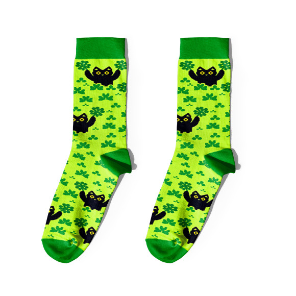  Шкарпетки «Котики і символи удачі» зелені 1 пара: Фото - ORNER 
