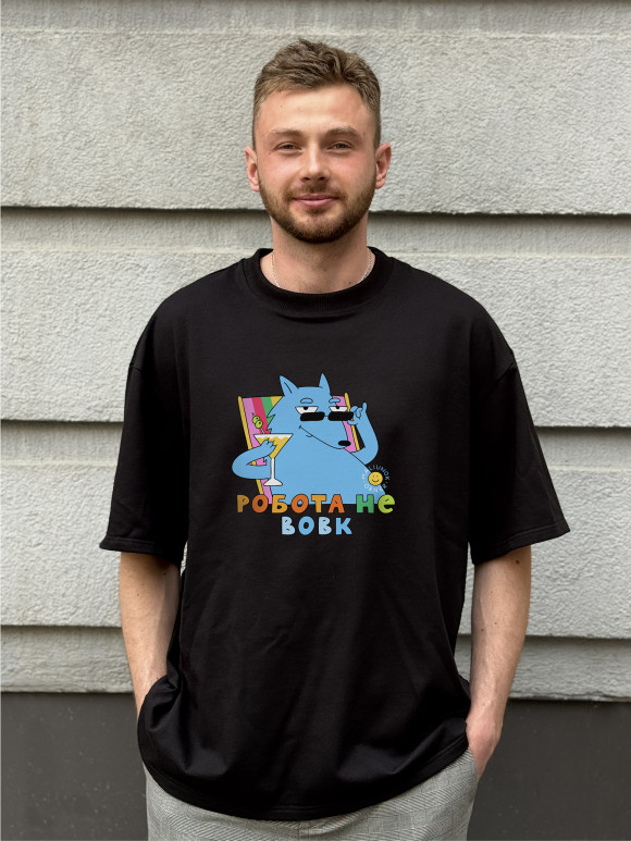  T-shirt ORNER x Maliunok “Work’s Not a Wolf” black: Photo - ORNER 