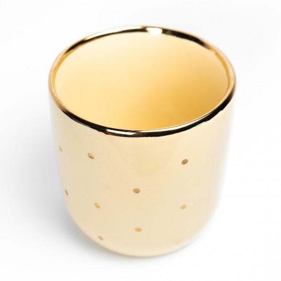  Yellow glass with gold dot and gold edge: Photo - ORNER 