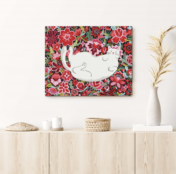  Painting by numbers Cat in flowers: Photo - ORNER 