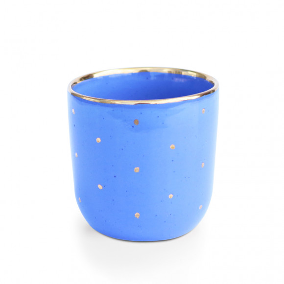  Cornflower blue glass with gold dots and edge: Photo - ORNER 