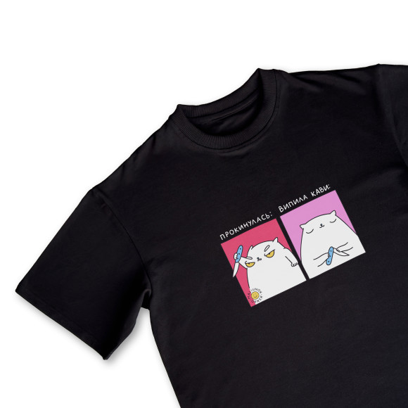  T-shirt ORNER x Maliunok “Coffee Girl” black: Photo - ORNER 