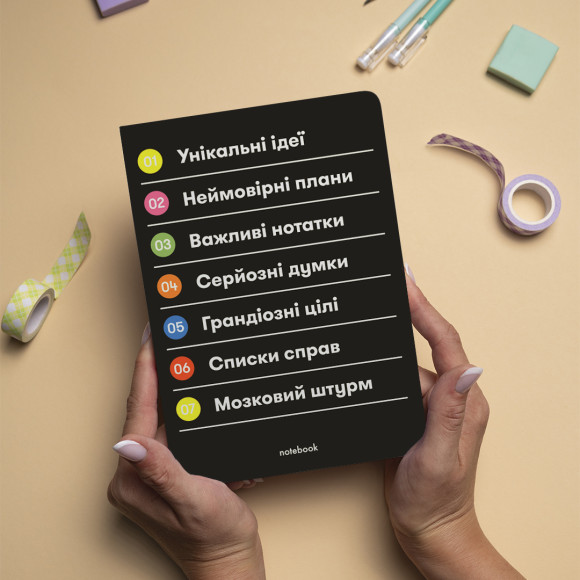  Блокнот у клітинку «Важливі нотатки» чорний: Фото - ORNER 