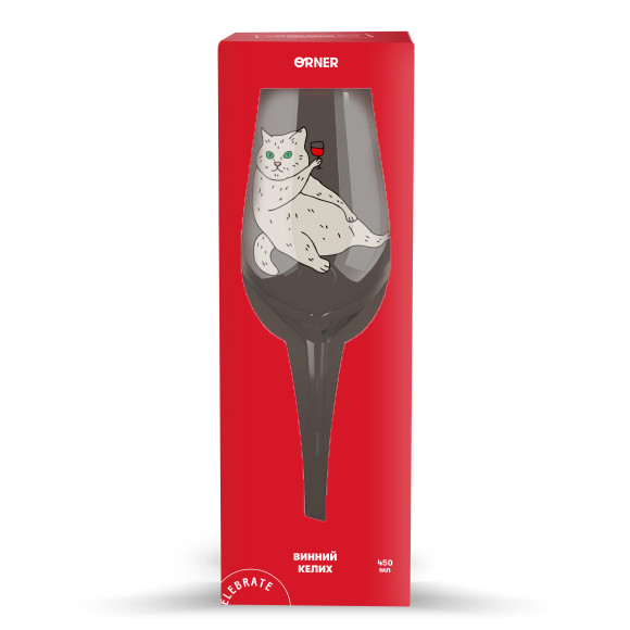  Бокал «Котик с вином» 450 мл: Фото - ORNER 