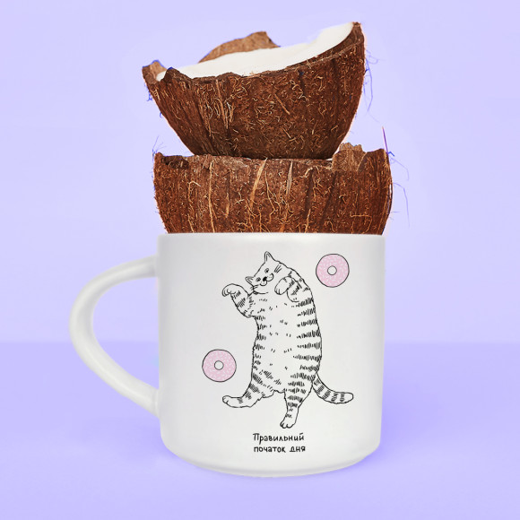  Чашка «Ленивый кот» с пончиками: Фото - ORNER 