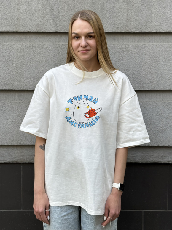  T-shirt ORNER x Maliunok “Keep Your Distance” milky: Photo - ORNER 